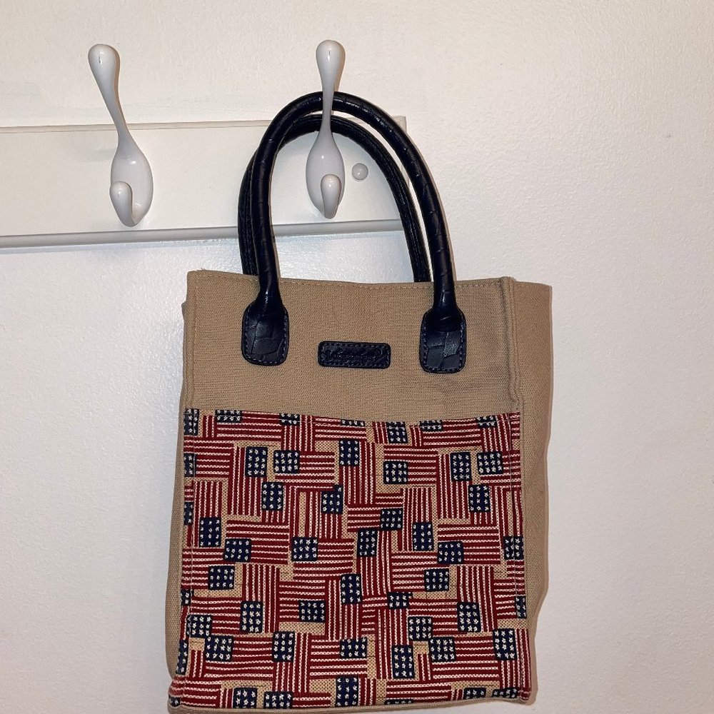 Longaberger Inaugural American Flag Mini Tote/Bag Blue Handles Patriotic